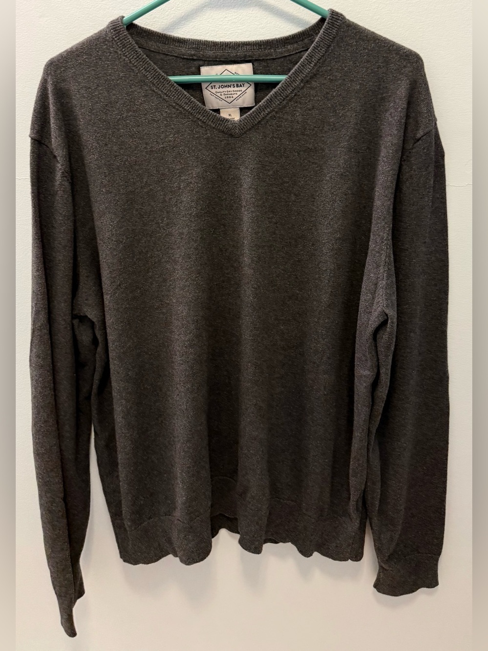 St. John's Bay Men's V-Neck Sweater - Dark Charcoal